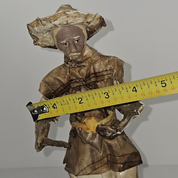 Vintage Folk Art Old Man Figurine Paper Mache Handmade Art Old Man w Mustache - Picture 10 of 11